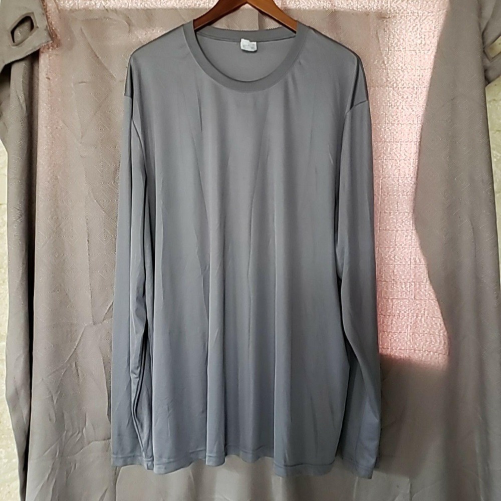 Hanes Shirt Mens 3XL Gray Long Sleeve Cool DRI Performance Tee Top Athletic